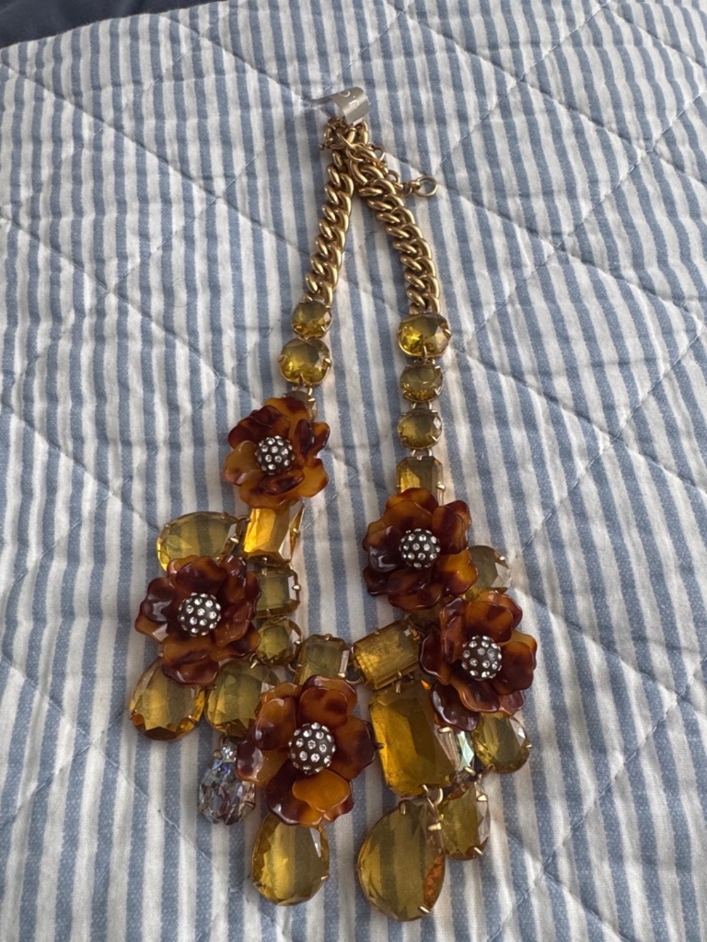 J. Crew Gold-Tone Necklace with Amber Floral Drops